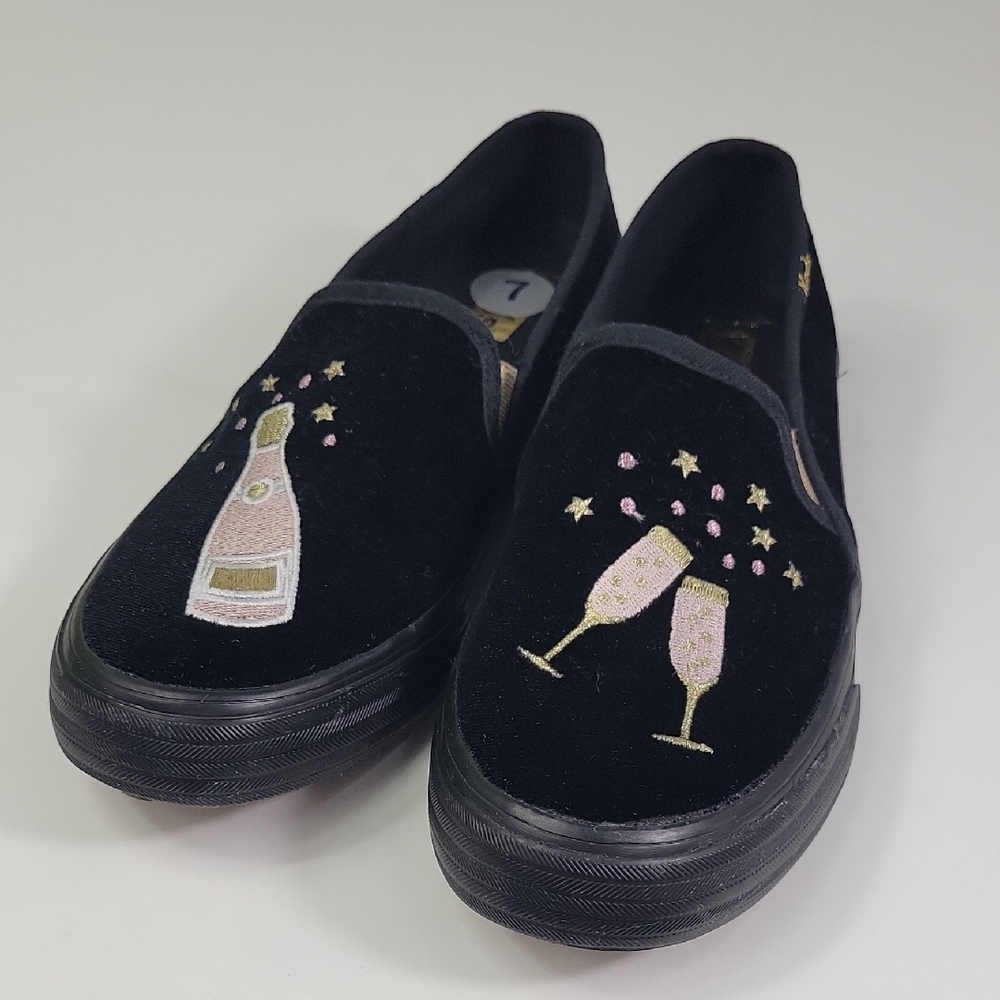 Keds Black Velvet Champagne Toast Slip On Shoe Womems 7